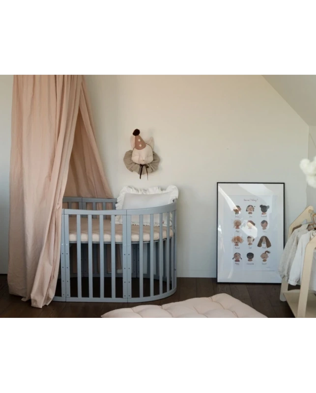 Rastúca postieľka pre bábätká 7v1 oval s matracom - SIVÁ 2