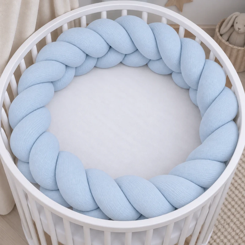 Pletenec do postieľky Mušelín - BABY BLUE