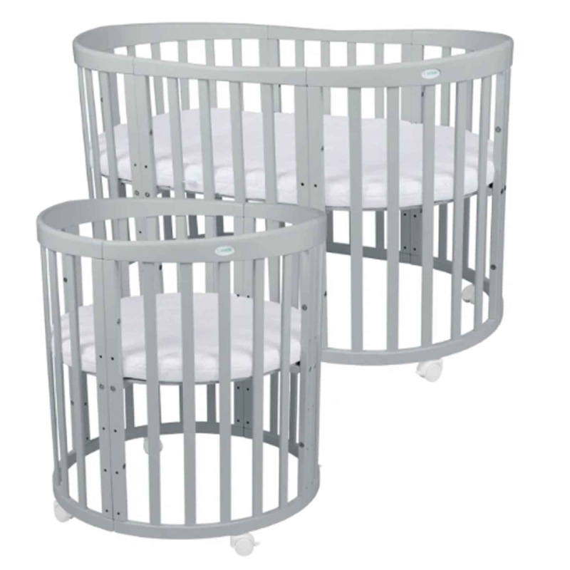 Rastúca postieľka pre bábätká 7v1 oval s matracom - SIVÁ