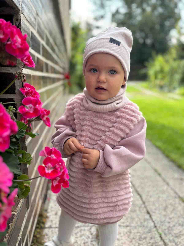 Prechodná detská dvojvrstvová čiapka PUDROVÁ 6