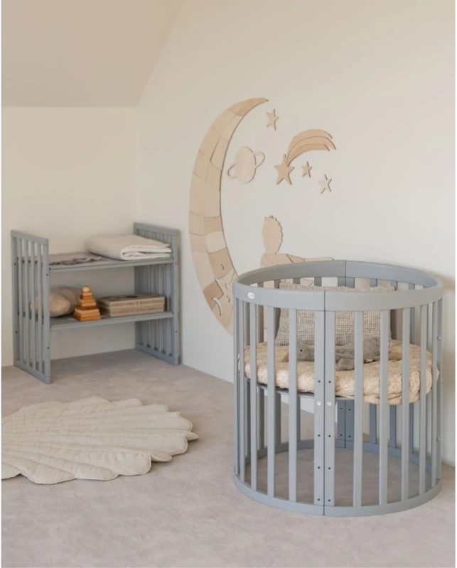 Rastúca postieľka pre bábätká 7v1 oval s matracom - SIVÁ 3