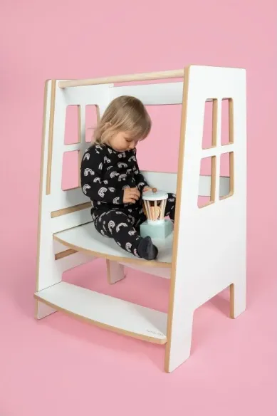 Učiaca veža montessori Double Safe, Biela