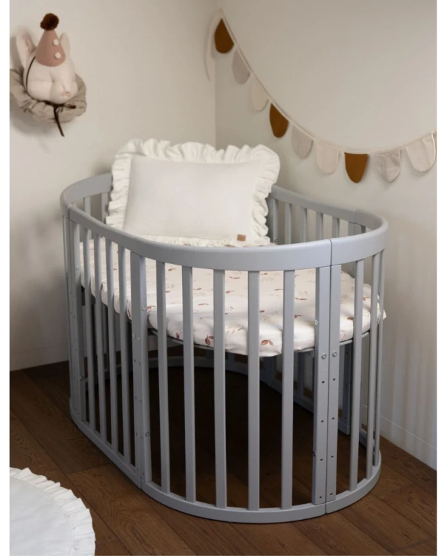 Rastúca postieľka pre bábätká 7v1 oval s matracom - SIVÁ 1