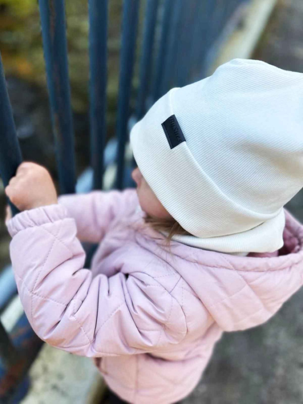 Prechodná detská čiapka Rebrovaná bavlna, SMOTANOVÁ. 10