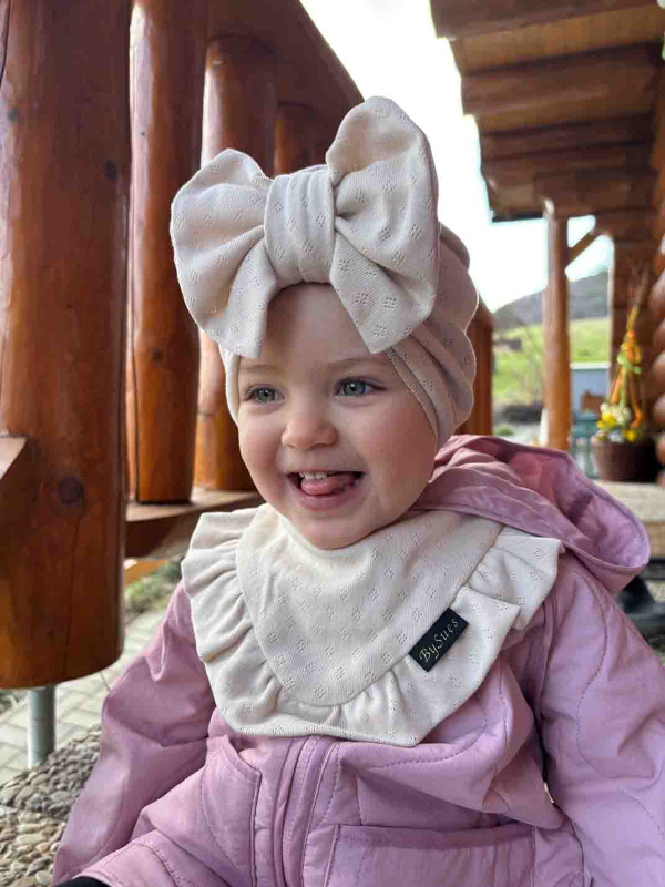 Turban s Mašľou pointelle - CAPPUCINO