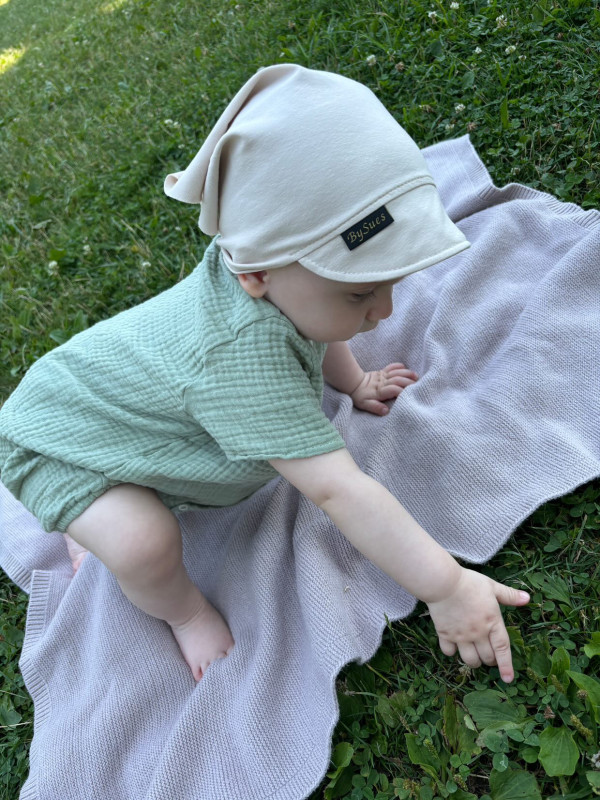 Rampersy Mušelín s cvokmi, farba MOSS GREEN 4