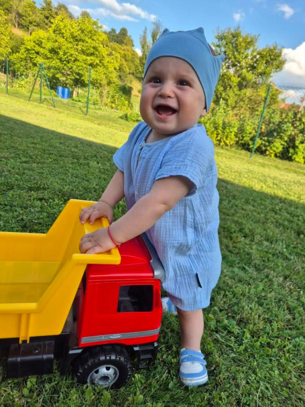Rampersy Mušelín s cvokmi, farba BABY BLUE 11