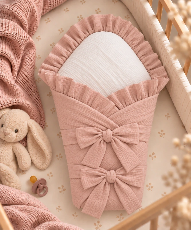 Detská zavinovačka vystužená, Mušelín DUSTY ROSE