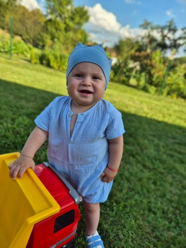 Rampersy Mušelín s cvokmi, farba BABY BLUE 4