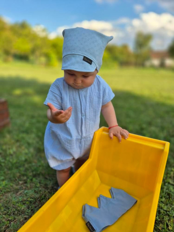 Rampersy Mušelín s cvokmi, farba BABY BLUE 6