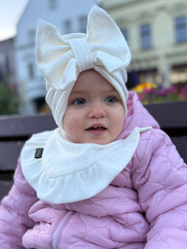 Turban s Mašľou Madeira detská čiapka SMOTANOVÁ 6