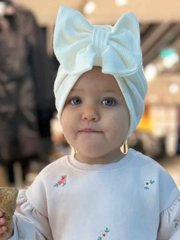 Turban s Mašľou Madeira detská čiapka SMOTANOVÁ 3