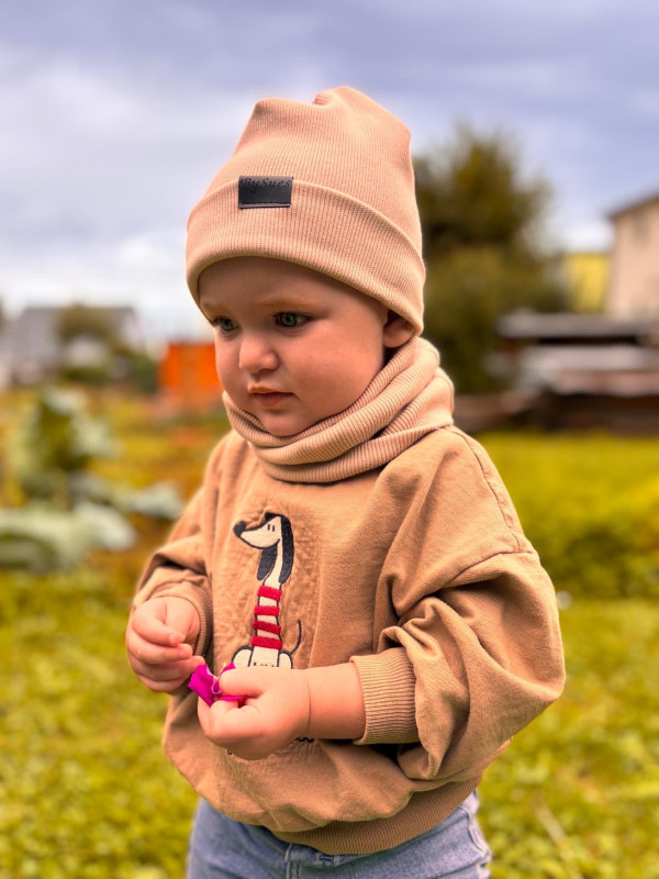 Nákrčník pre deti, rebrovaná bavlna - CAPUCCINO