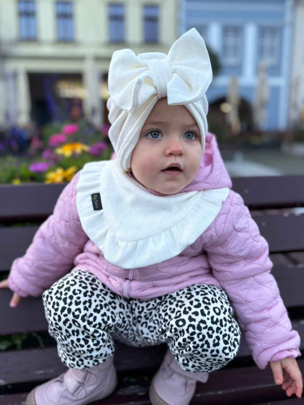 Turban s Mašľou Madeira detská čiapka SMOTANOVÁ 4
