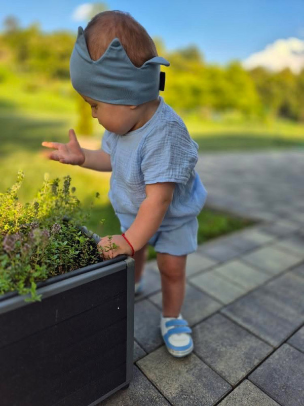 Rampersy Mušelín s cvokmi, farba BABY BLUE 9