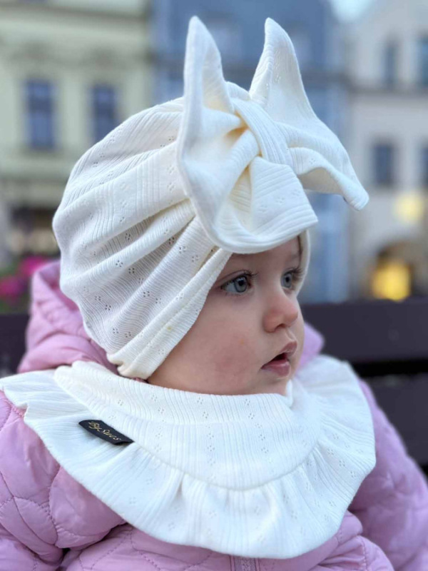 Turban s Mašľou Madeira detská čiapka SMOTANOVÁ 2