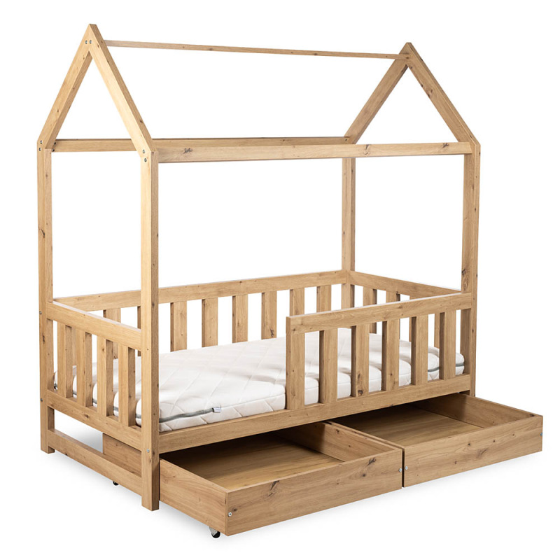 KLUPS LIV Postieľka-domček 160x80 dub 1