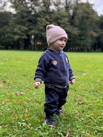 Prechodná detská dvovrstvová čiapka Rebrovaná bavlna, LATTE 6