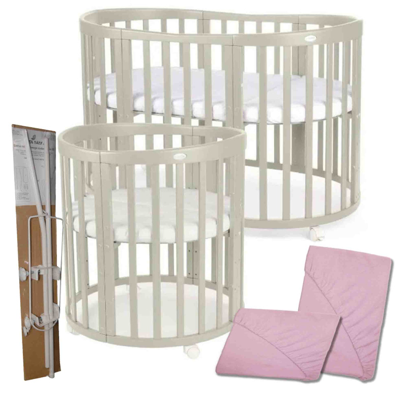 Rastúca postieľka set 7v1 - olivová (matrac, 2x plachta + držiak baldachýnu)