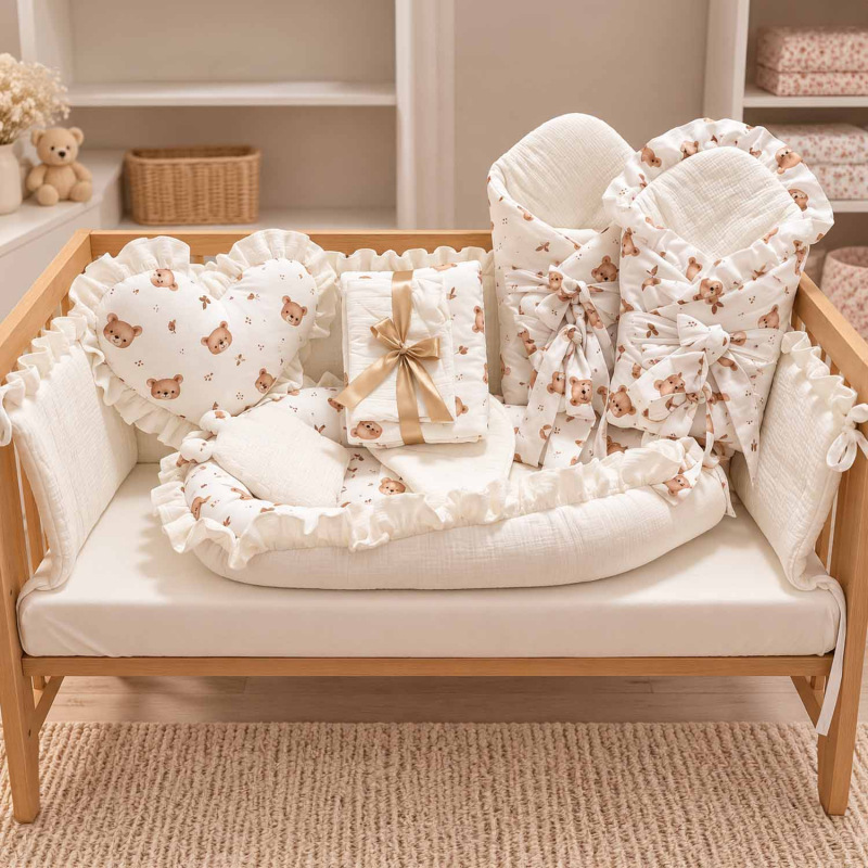 Set do postieľky s volánom, mušelín MACKO "KOZERAWSKI"