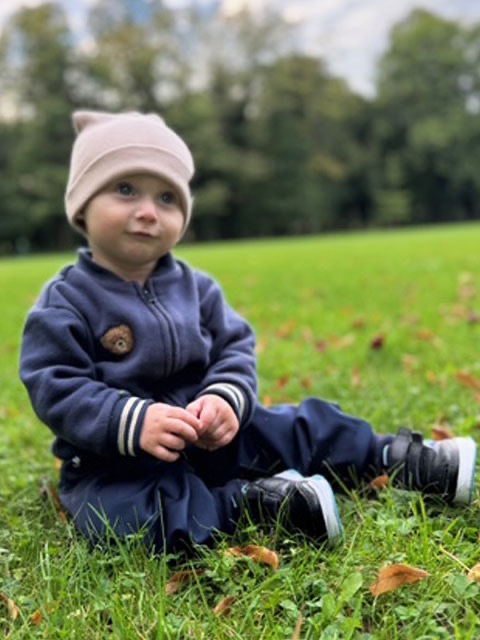 Prechodná detská dvovrstvová čiapka Rebrovaná bavlna, LATTE 3