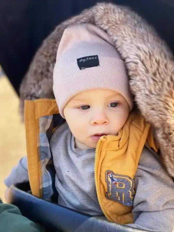 Prechodná detská dvovrstvová čiapka Rebrovaná bavlna, LATTE 9