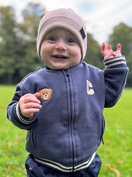 Prechodná detská dvovrstvová čiapka Rebrovaná bavlna, LATTE 5