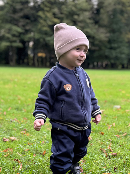 Prechodná detská dvovrstvová čiapka Rebrovaná bavlna, LATTE 7