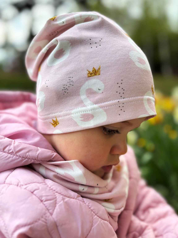 Nákrčník pre deti bavlna - RUŽOVÉ LABUŤKY 3