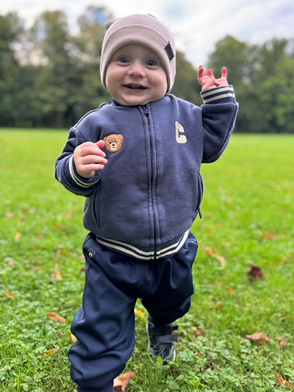 Prechodná detská dvovrstvová čiapka Rebrovaná bavlna, LATTE 4