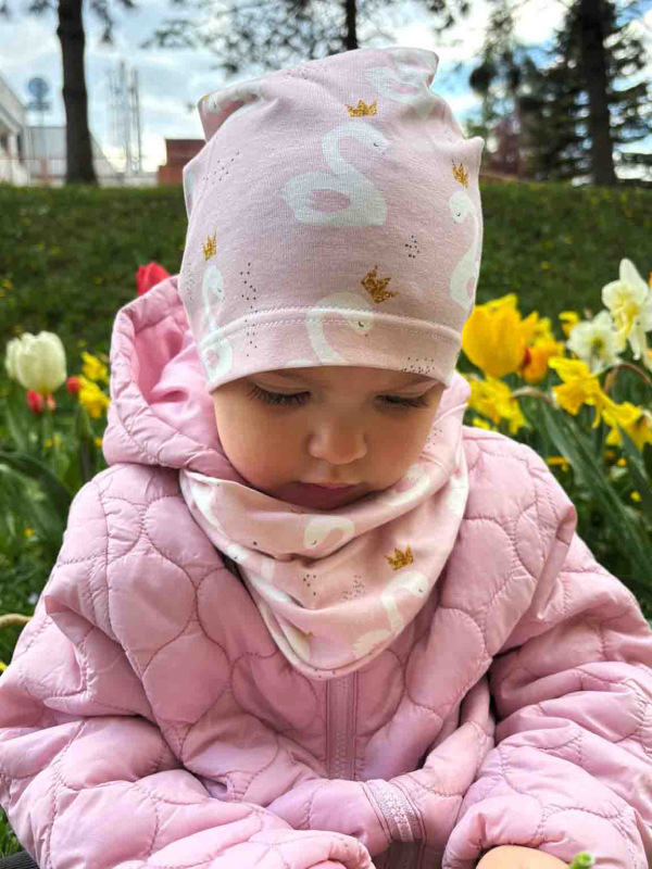 Nákrčník pre deti bavlna - RUŽOVÉ LABUŤKY 4