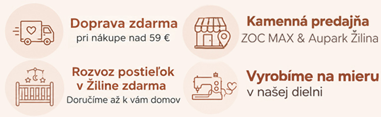 Výhody nákupu BySues – doprava zdarma, rozvoz postieľok, výroba na mieru a kamenná predajňa