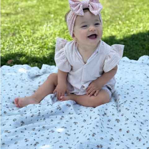 Mušelínová bavlnená detská deka pre bábätká na doma aj von.