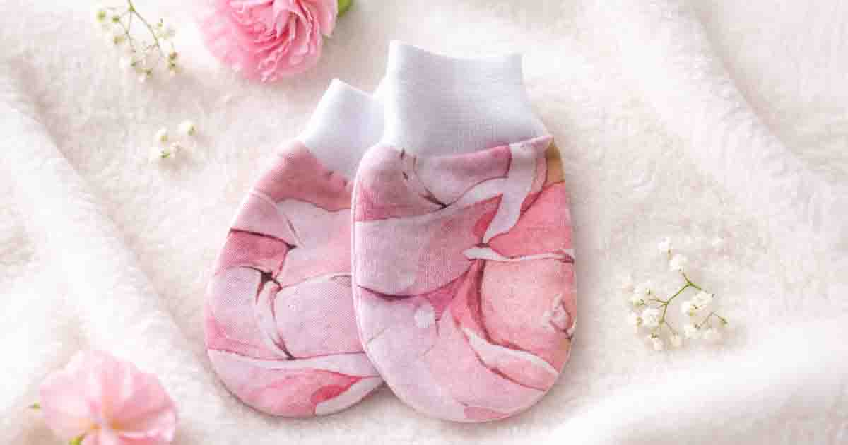 Rukavičky pre novorodencov z jemnej bavlny – mäkké ochranné rukavičky pre bábätká s kvetinovým vzorom