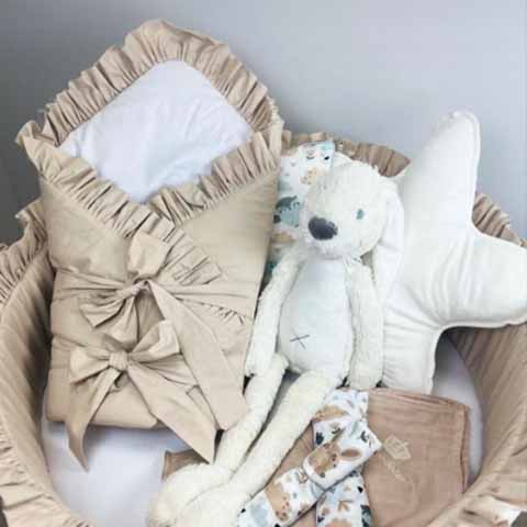Zavinovačka pre bábätko s mašľou – mäkká bavlnená zavinovačka s doplnkami do postieľky